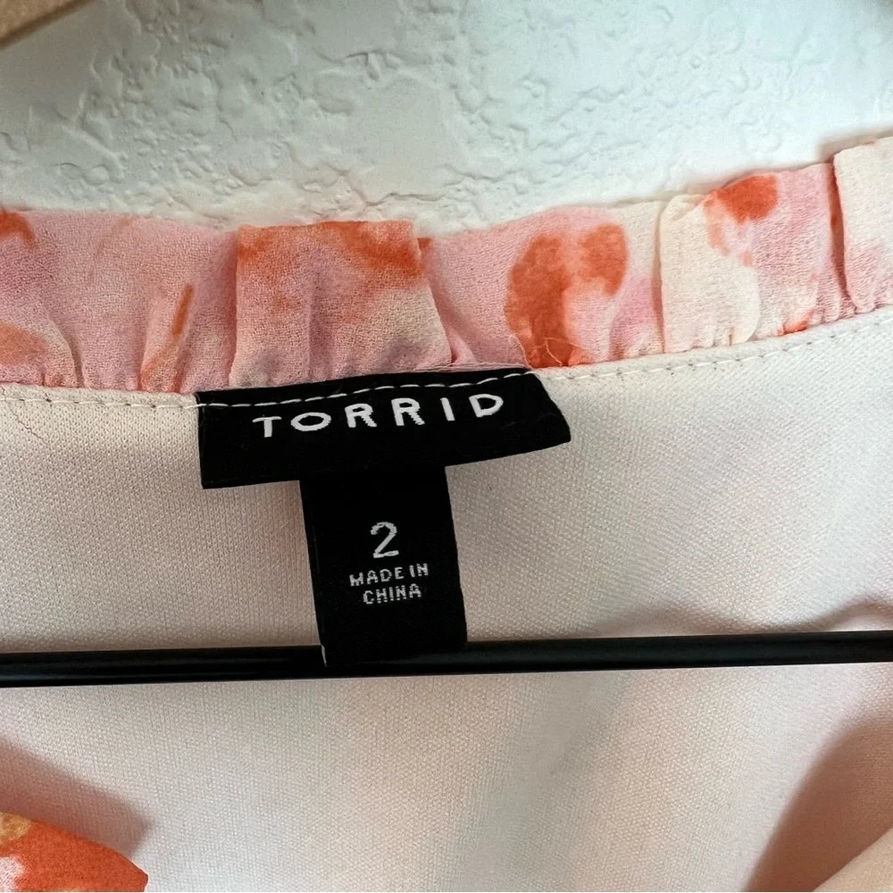 Torrid Midi Chiffon Ruffle Neck Pintuck Dress- size 2 - Picture 6 of 14